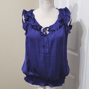 DRESS BARN PURPLE RUFFLED COLLAR TOP SZ M GREAT CONDITION
